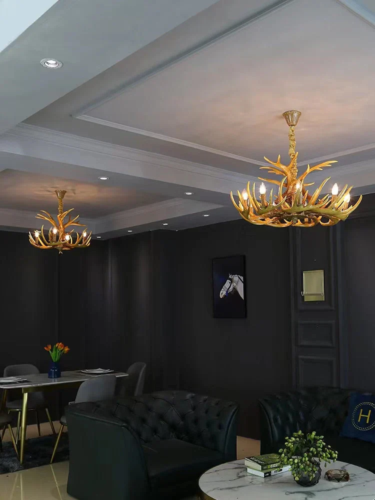 Affordable Vintage Rustic Resin Antler Candelabra Chandelier for Living Room / Restaurant / Cafe / Bar - Image 15