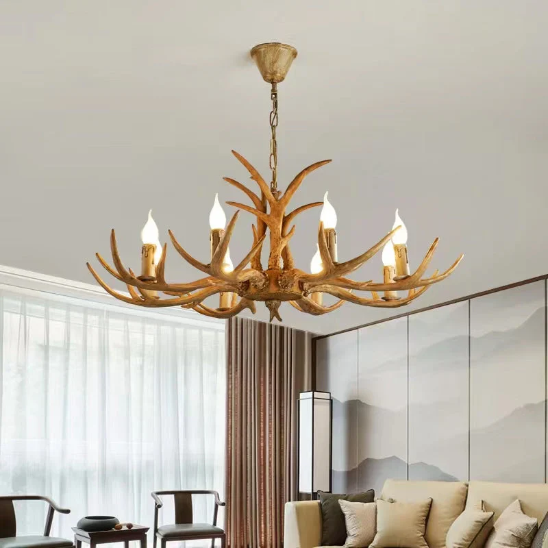 Affordable Vintage Rustic Resin Antler Candelabra Chandelier for Living Room / Restaurant / Cafe / Bar - Image 16