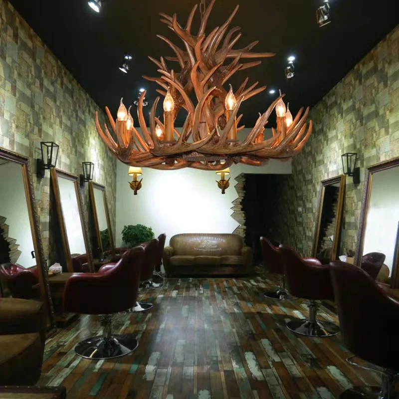 Affordable Vintage Rustic Resin Antler Candelabra Chandelier for Living Room / Restaurant / Cafe / Bar - Image 7