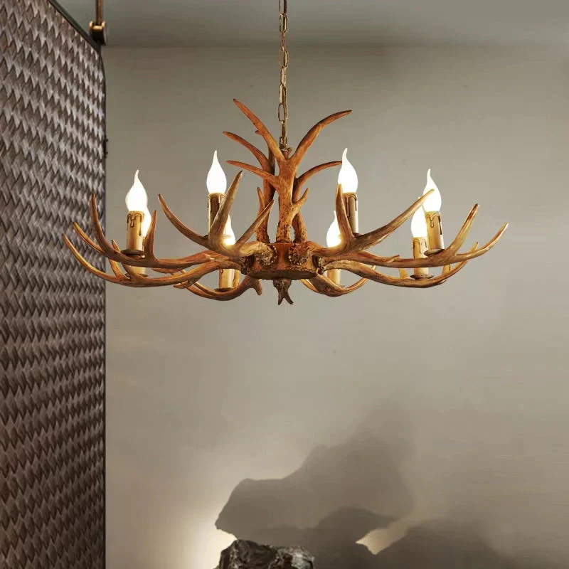 Affordable Vintage Rustic Resin Antler Candelabra Chandelier for Living Room / Restaurant / Cafe / Bar - Image 8