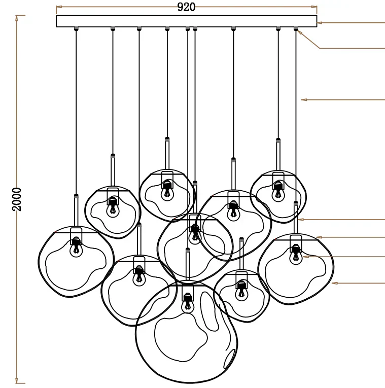 Afra Glass Chandelier 36” - Image 2
