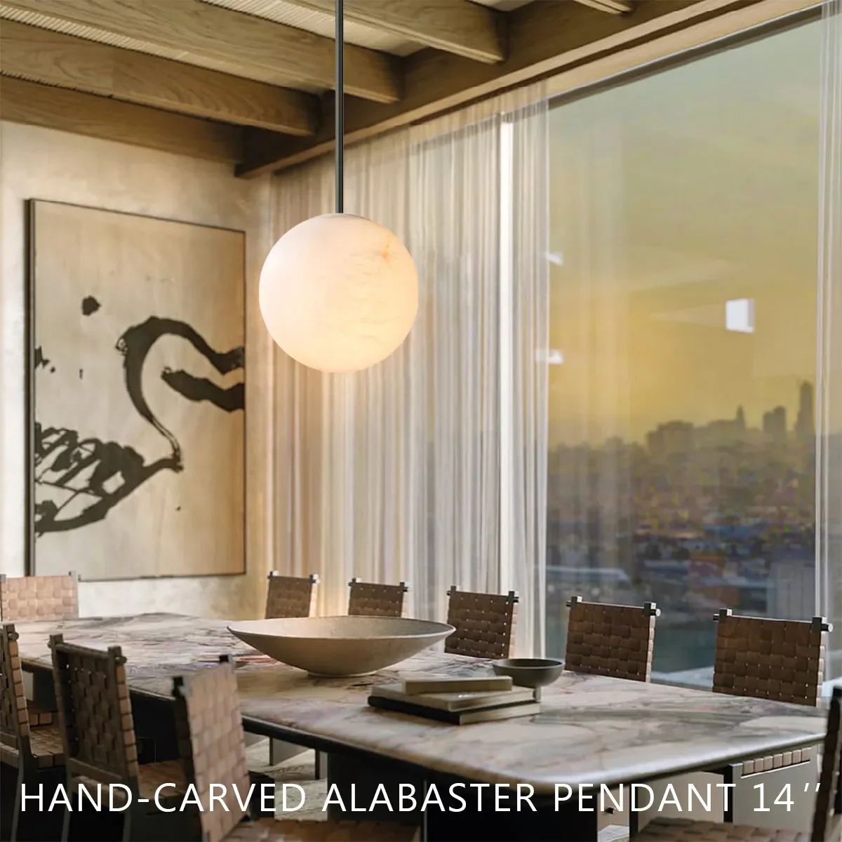 Alabaster Ball Modern Pendant Light - Image 10