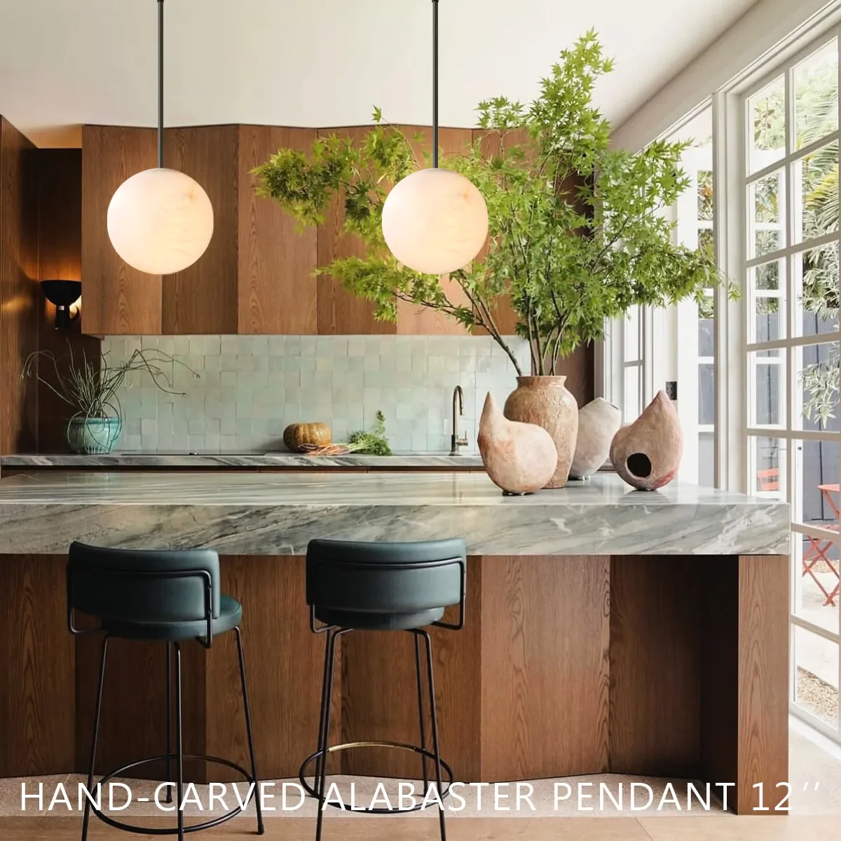 Alabaster Ball Modern Pendant Light - Image 2