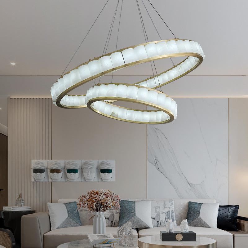 Scott Alabaster Circle Round Chandeliers - Image 3