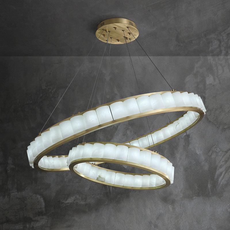 Scott Alabaster Circle Round Chandeliers - Image 4
