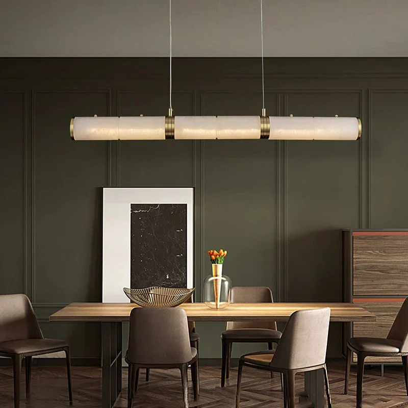 Alabaster Cylindrical Linear Chandelier