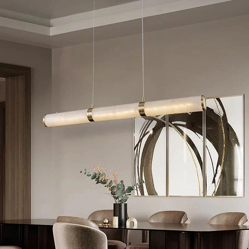 Alabaster Cylindrical Linear Chandelier - Image 2