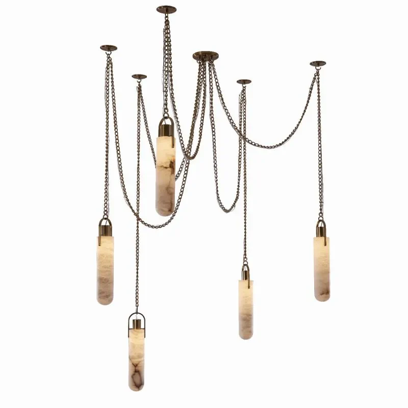 Luxury Modern Alabaster Flint 5 Light LED Multi-Drop Pendant - Image 5