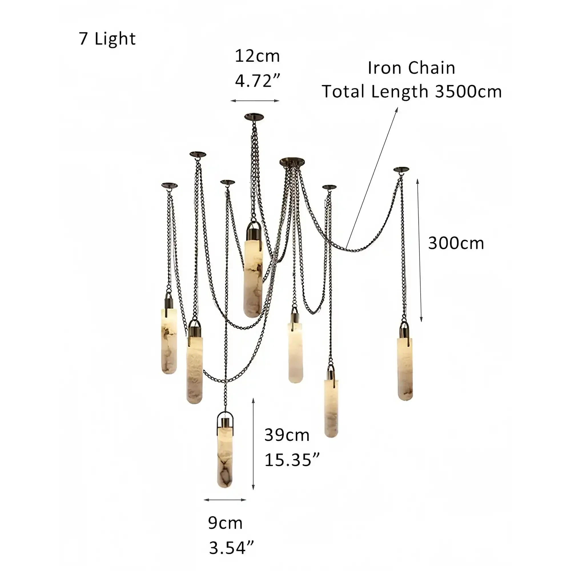 Luxury Modern Alabaster Flint 5 Light LED Multi-Drop Pendant - Image 7