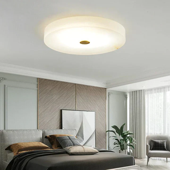 Alabaster Flush Mounted Round Chandelier - Image 6