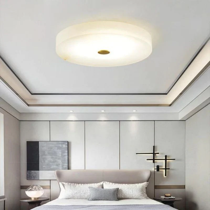 Alabaster Flush Mounted Round Led Chandelier - Image 3