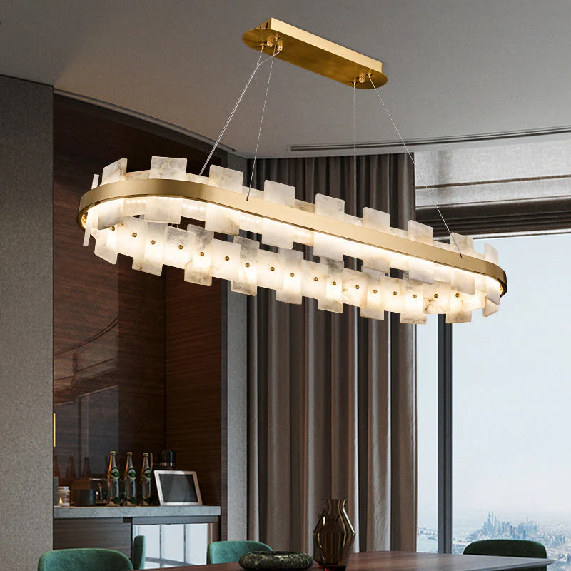 Alabaster Glo Modern Oval Chandelier - Image 3