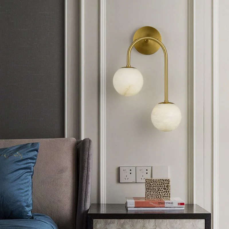 Alabaster Glo Modern Wall Sconce In Bedroom - Image 3