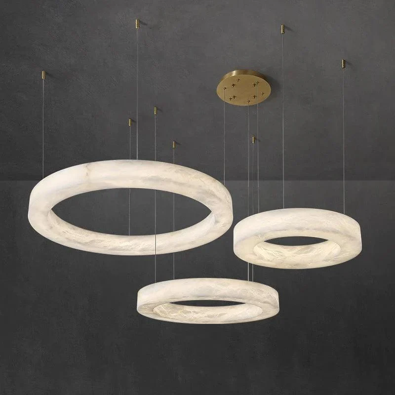 Aurora Alabaster Living Room Round Pendant Chandelier - Image 2