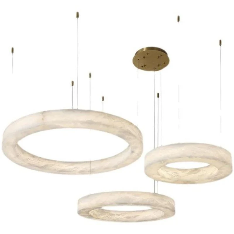 Aurora Alabaster Living Room Round Pendant Chandelier - Image 5