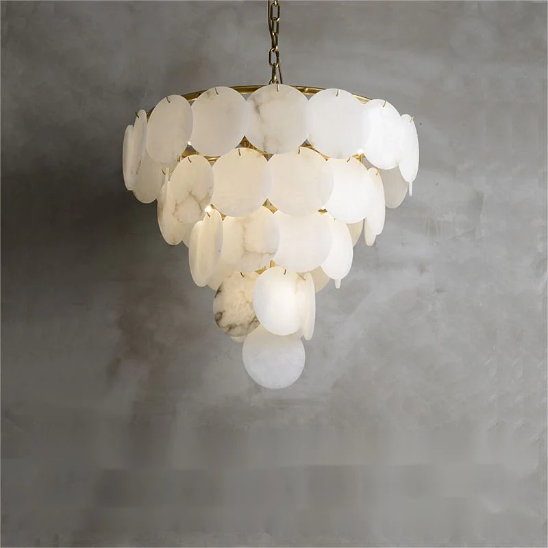 Alabaster Magnolia Multi-tiered Round Chandelier Lighting - Image 2
