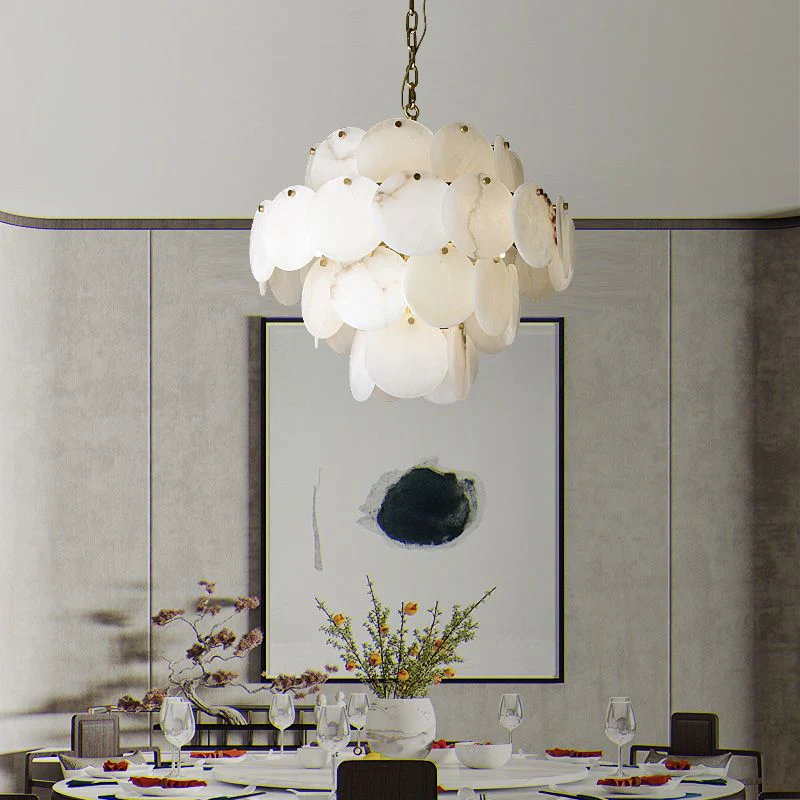 Alabaster Magnolia Multi-tiered Round Chandelier Lighting - Image 4