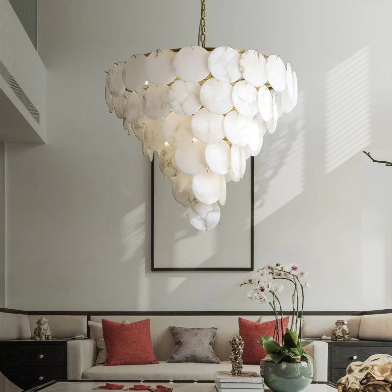 Alabaster Magnolia Multi-tiered Round Chandelier Lighting - Image 5