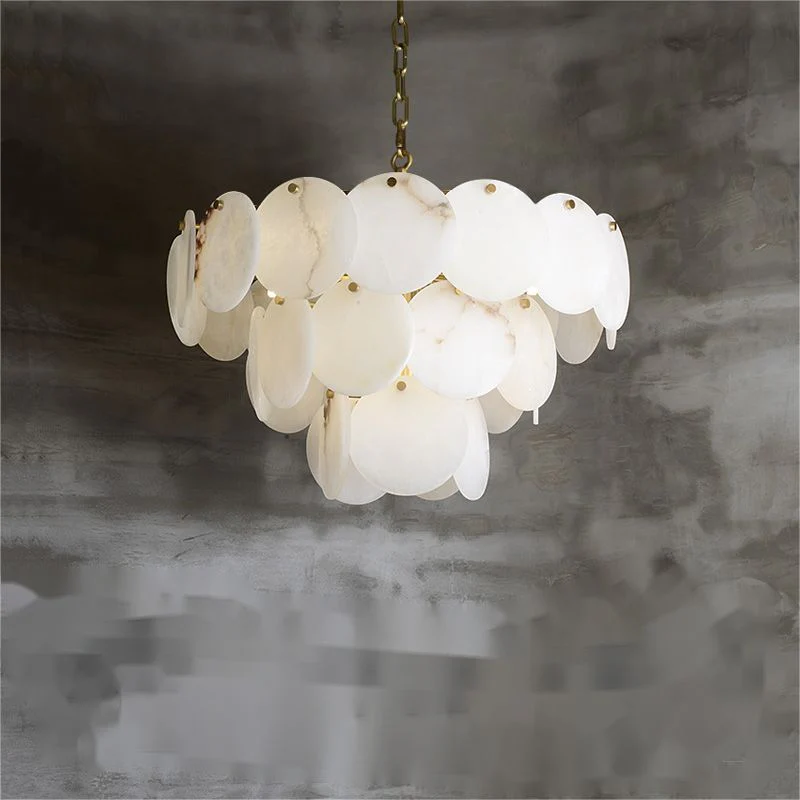 Alabaster Magnolia Multi-tiered Round Chandelier Lighting - Image 8