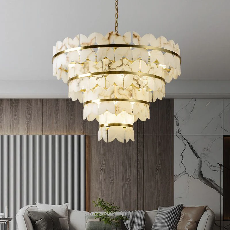 Alabaster Multi-Layer Butterfly Round Chandelier - Image 3