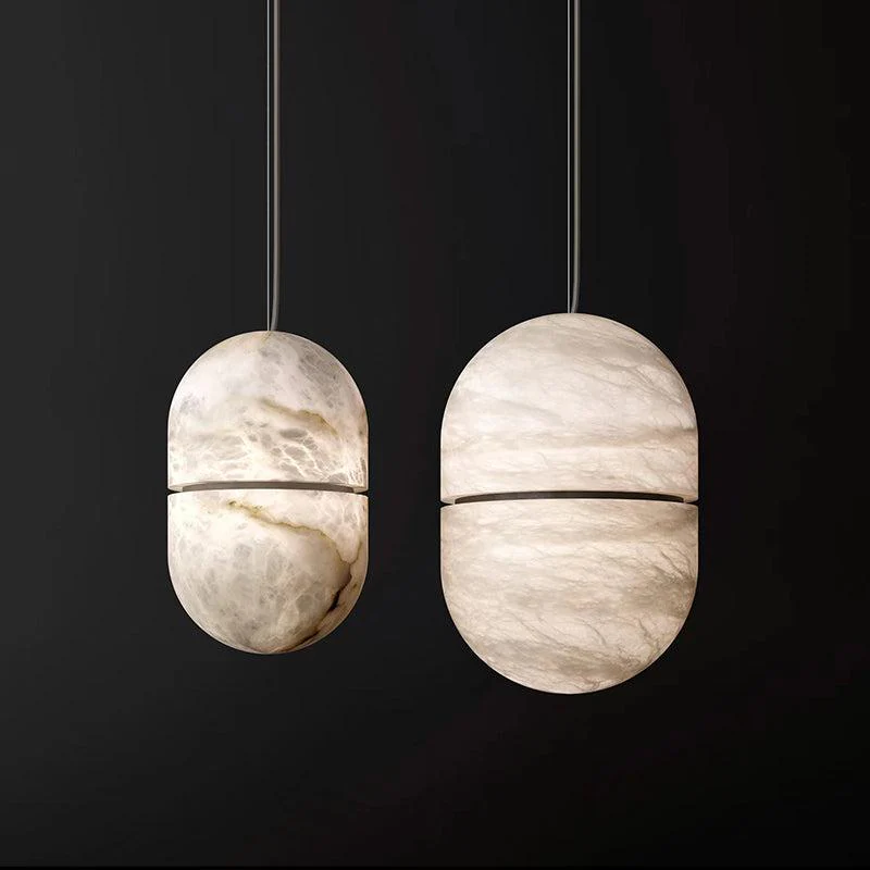 Modern Alabaster Oval Art Pendant Light - Image 2
