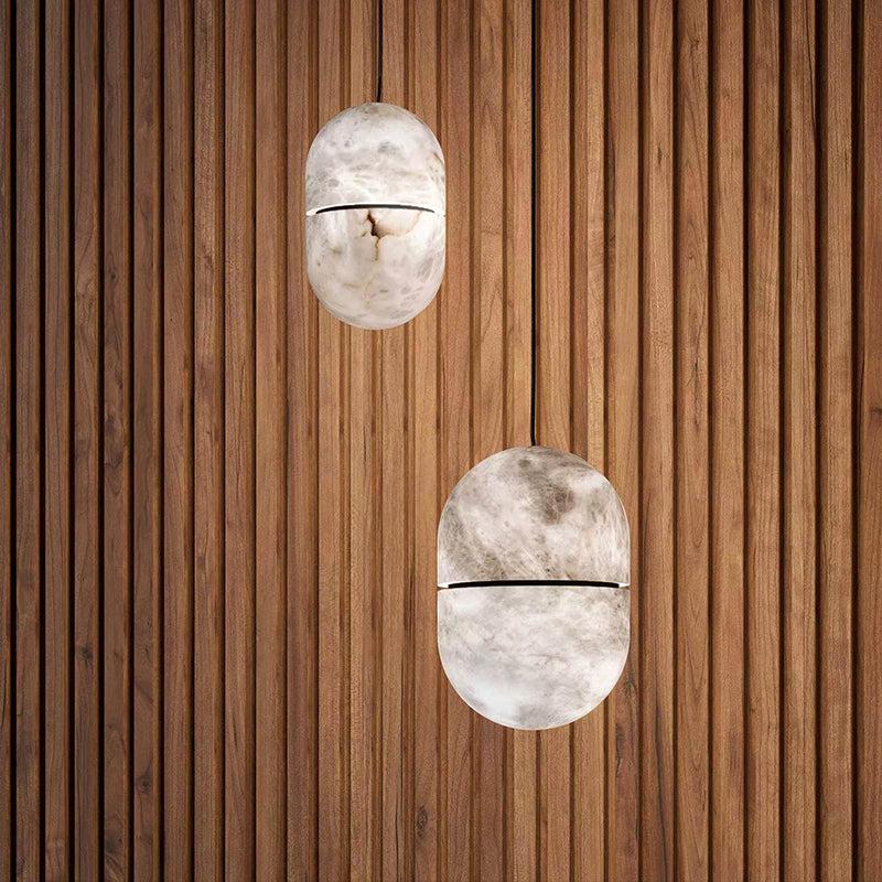 Modern Alabaster Oval Art Pendant Light - Image 4