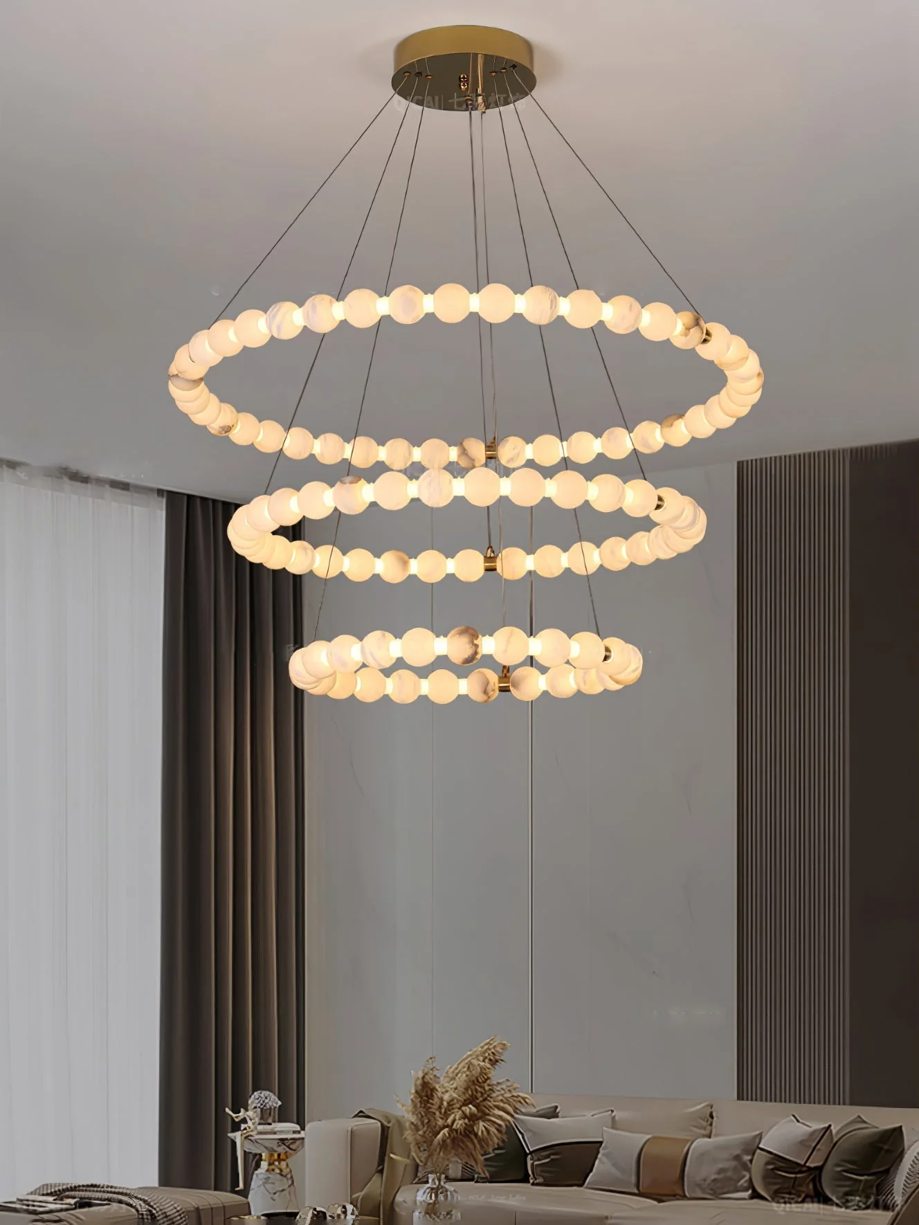 Alabaster Orb Ring Chandelier - Image 10