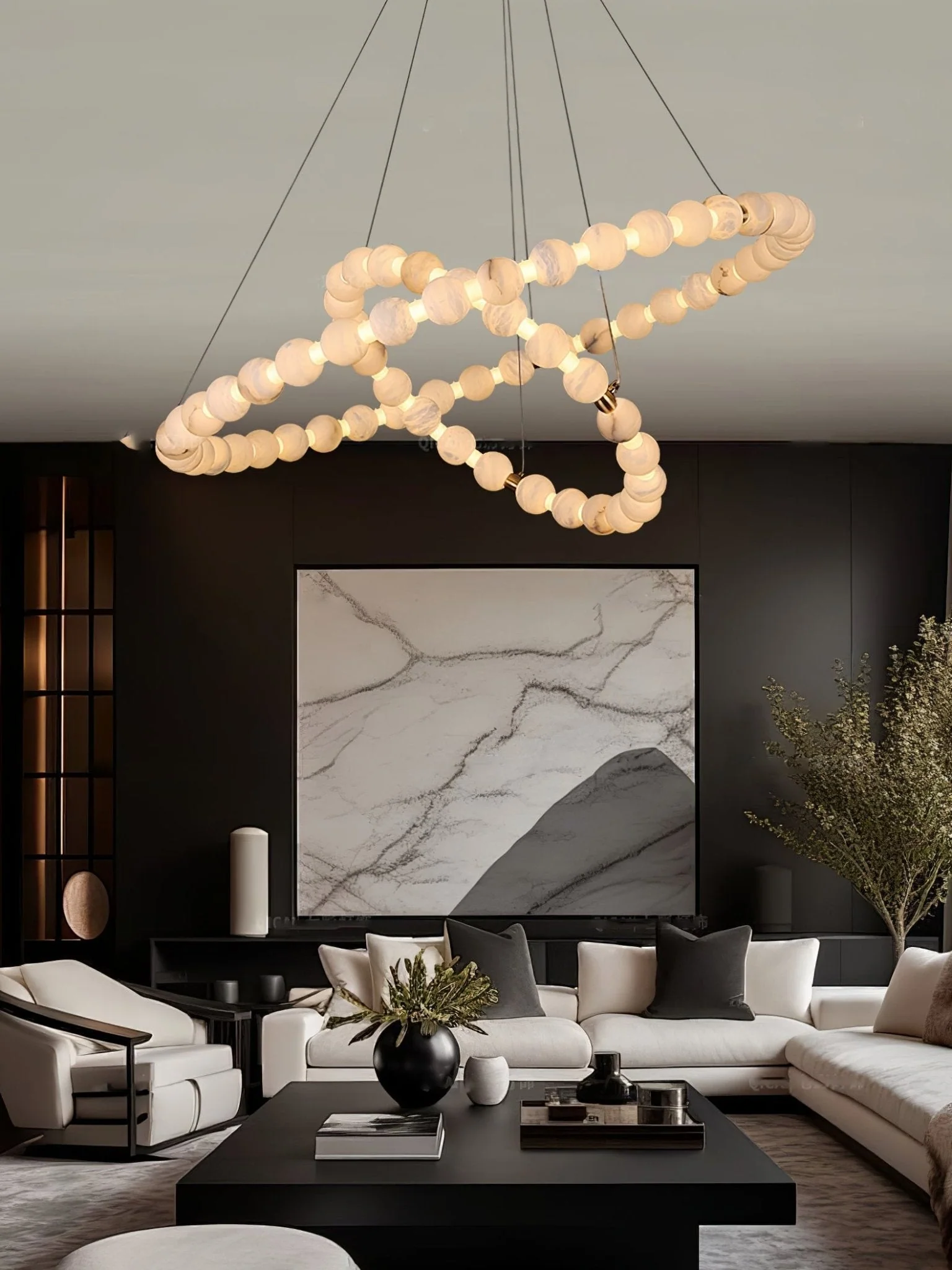 Alabaster Orb Ring Chandelier - Image 12