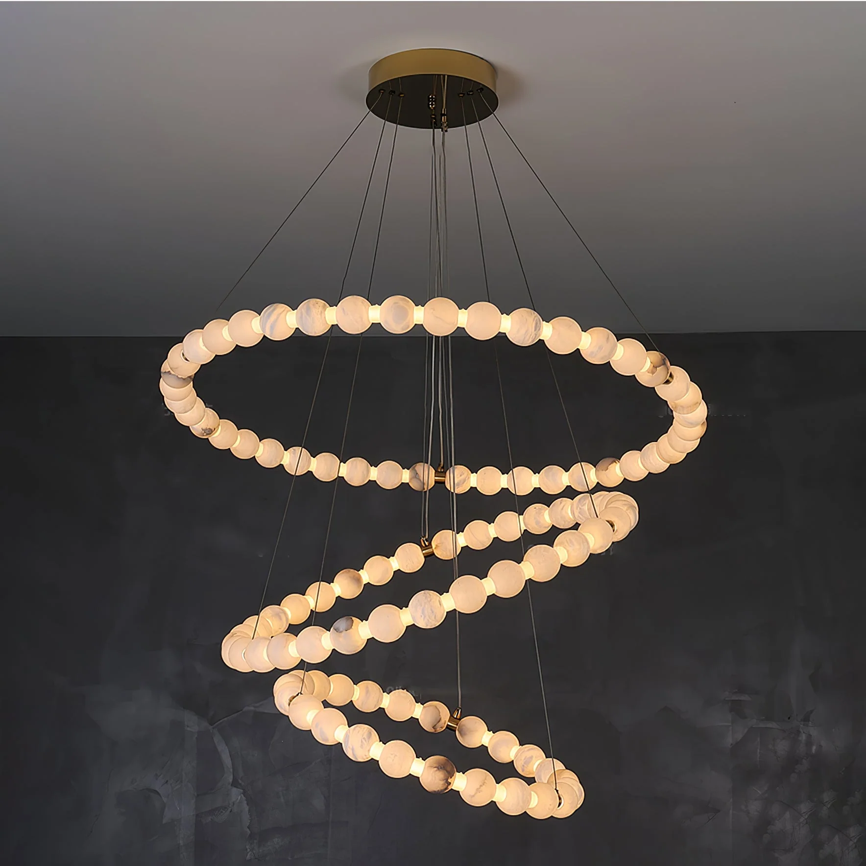 Alabaster Orb Ring Chandelier - Image 13