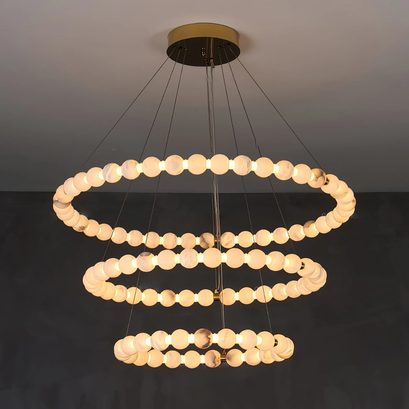 Alabaster Orb Ring Chandelier - Image 14