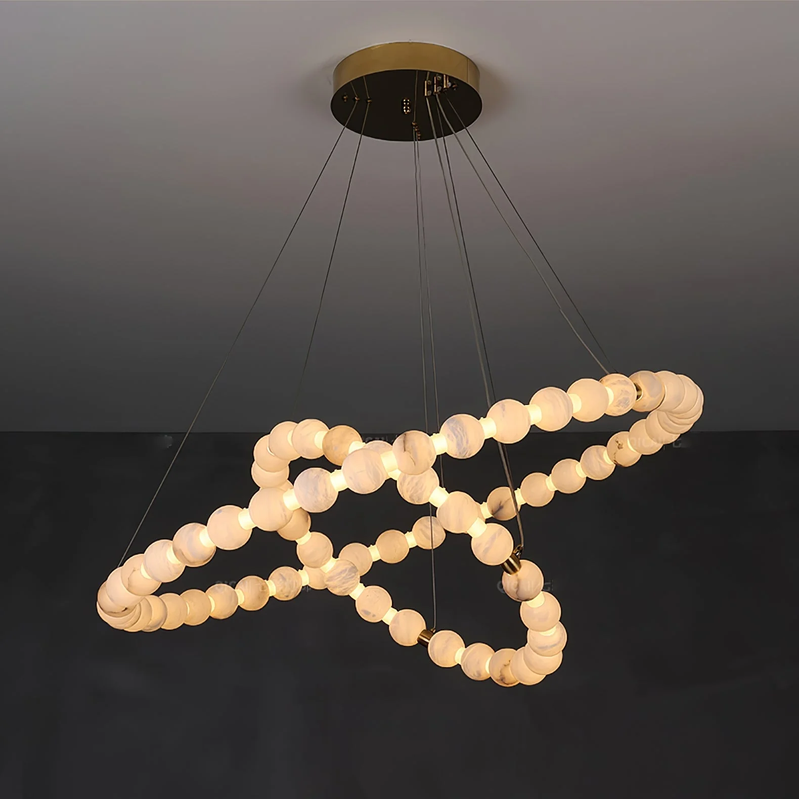 Alabaster Orb Ring Chandelier - Image 15