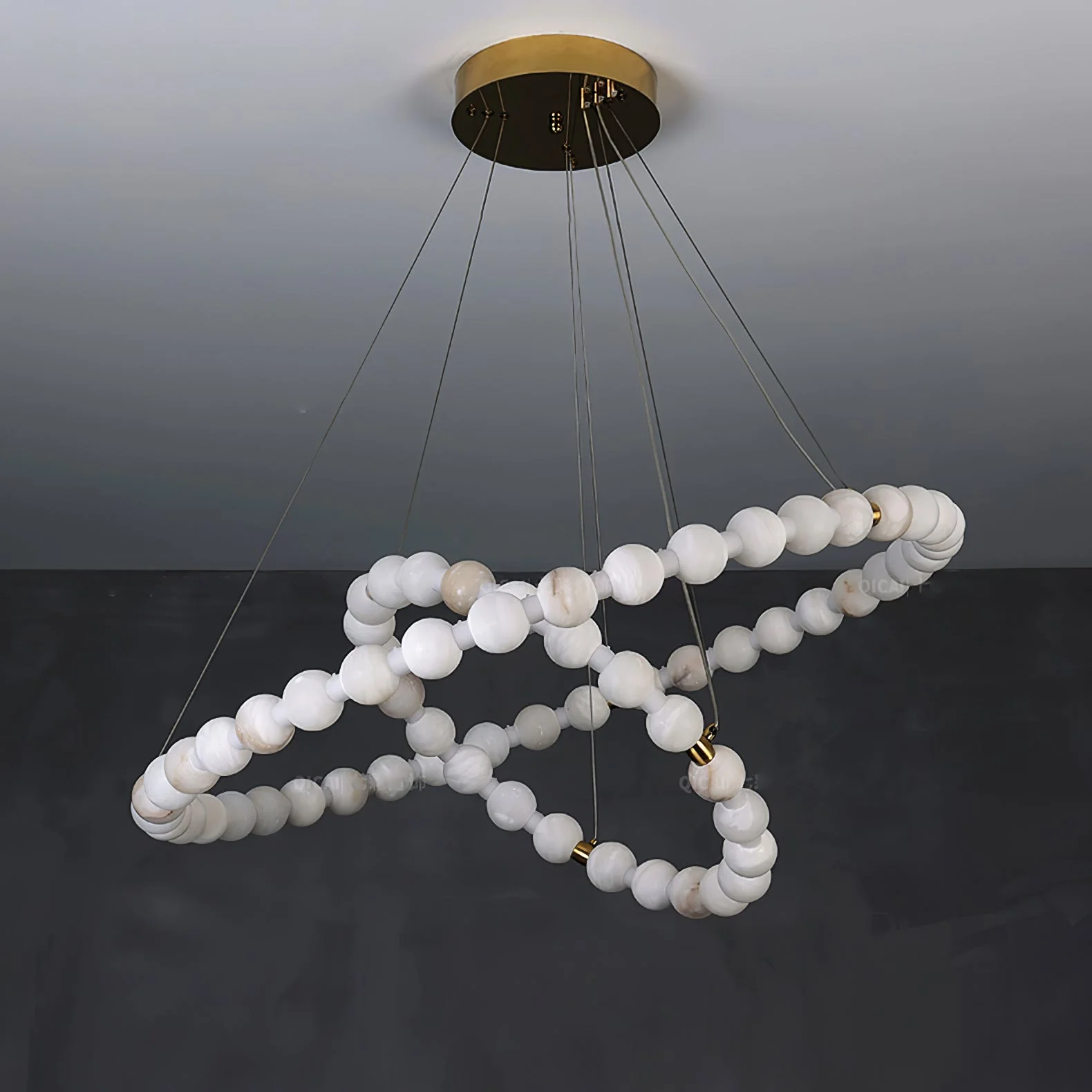 Alabaster Orb Ring Chandelier - Image 16