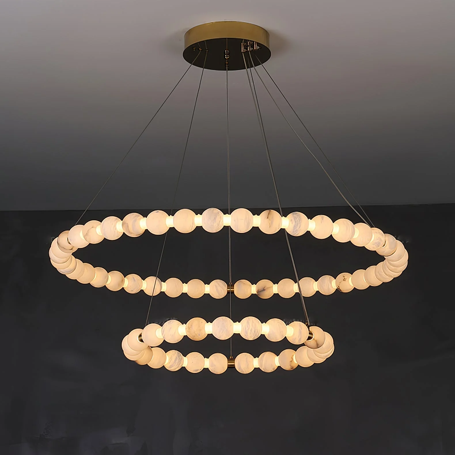 Alabaster Orb Ring Chandelier - Image 17
