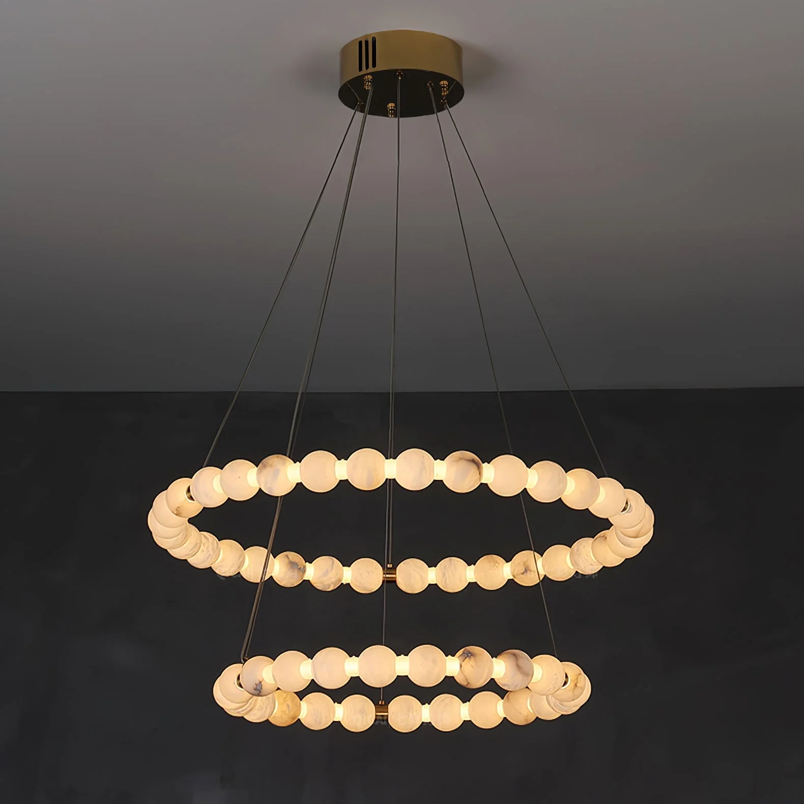 Alabaster Orb Ring Chandelier - Image 19