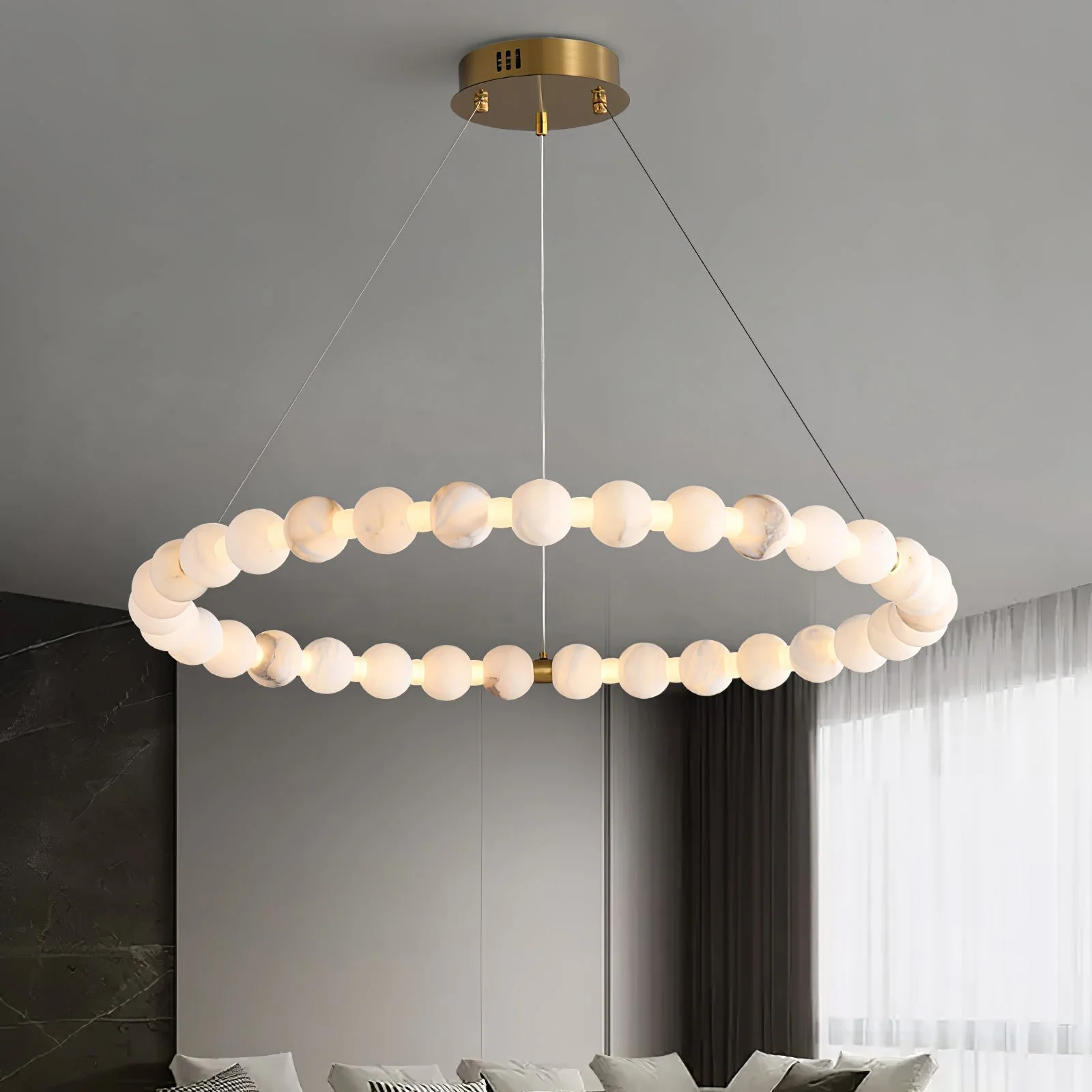 Alabaster Orb Ring Chandelier - Image 2