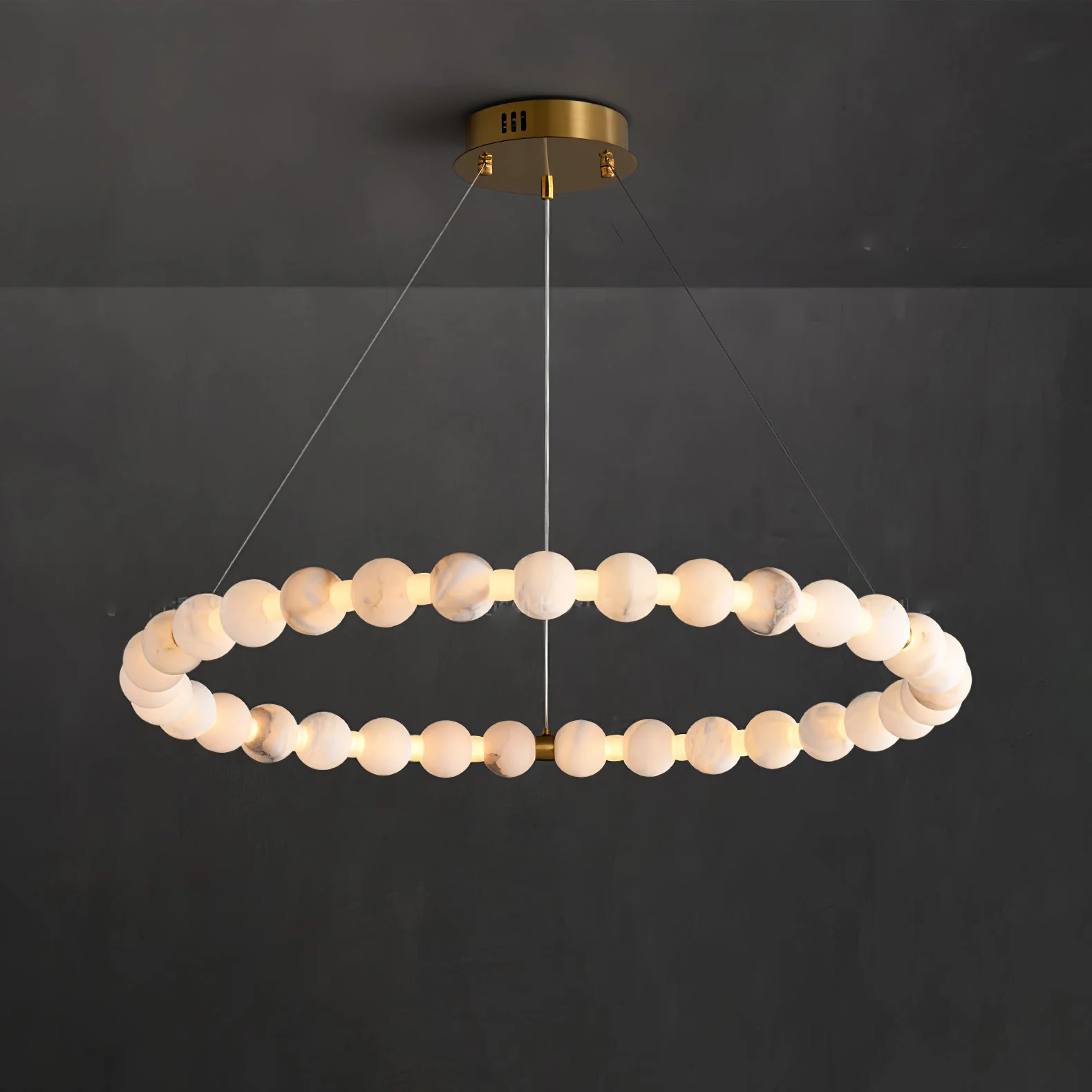Alabaster Orb Ring Chandelier - Image 21