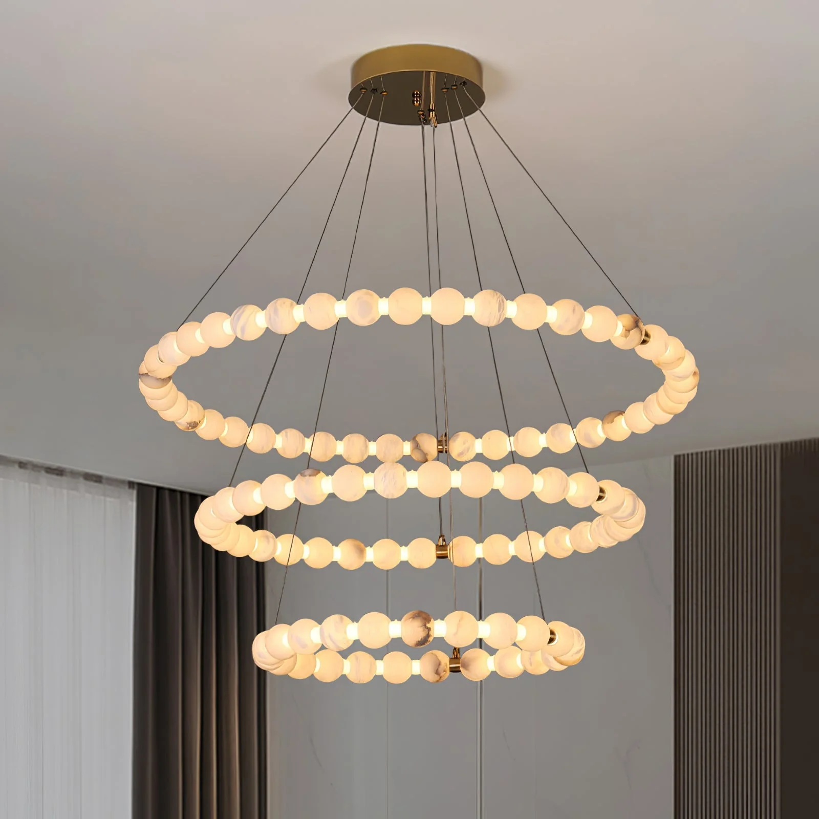 Alabaster Orb Ring Chandelier - Image 3