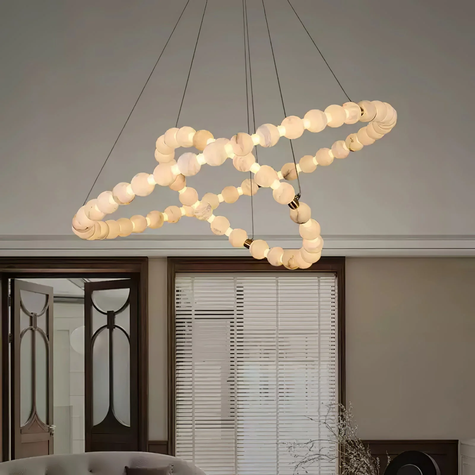 Alabaster Orb Ring Chandelier - Image 4