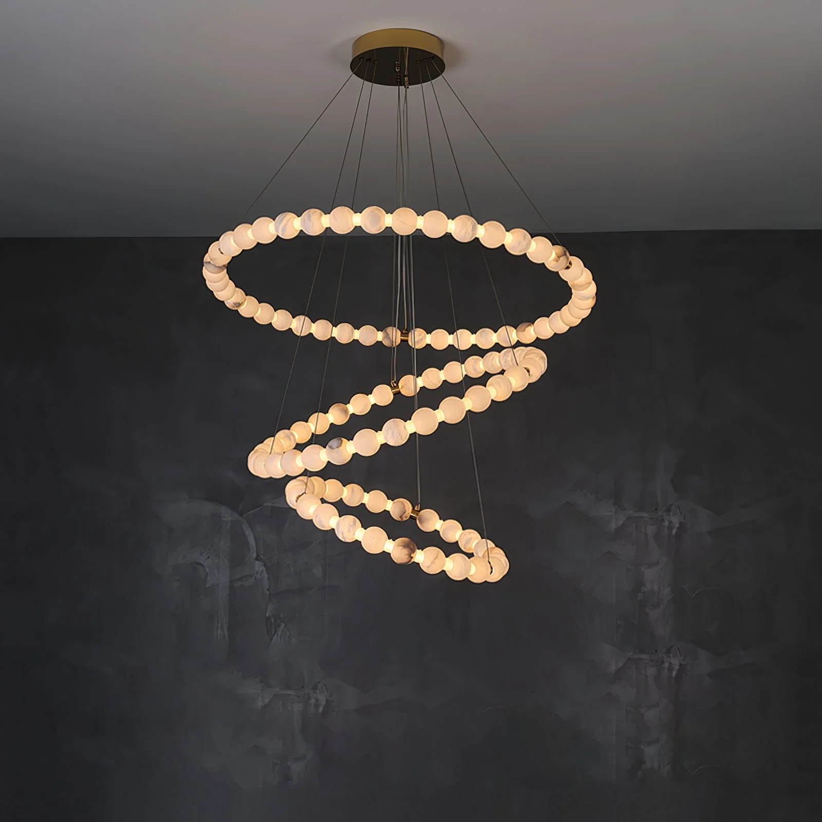 Alabaster Orb Ring Chandelier - Image 7