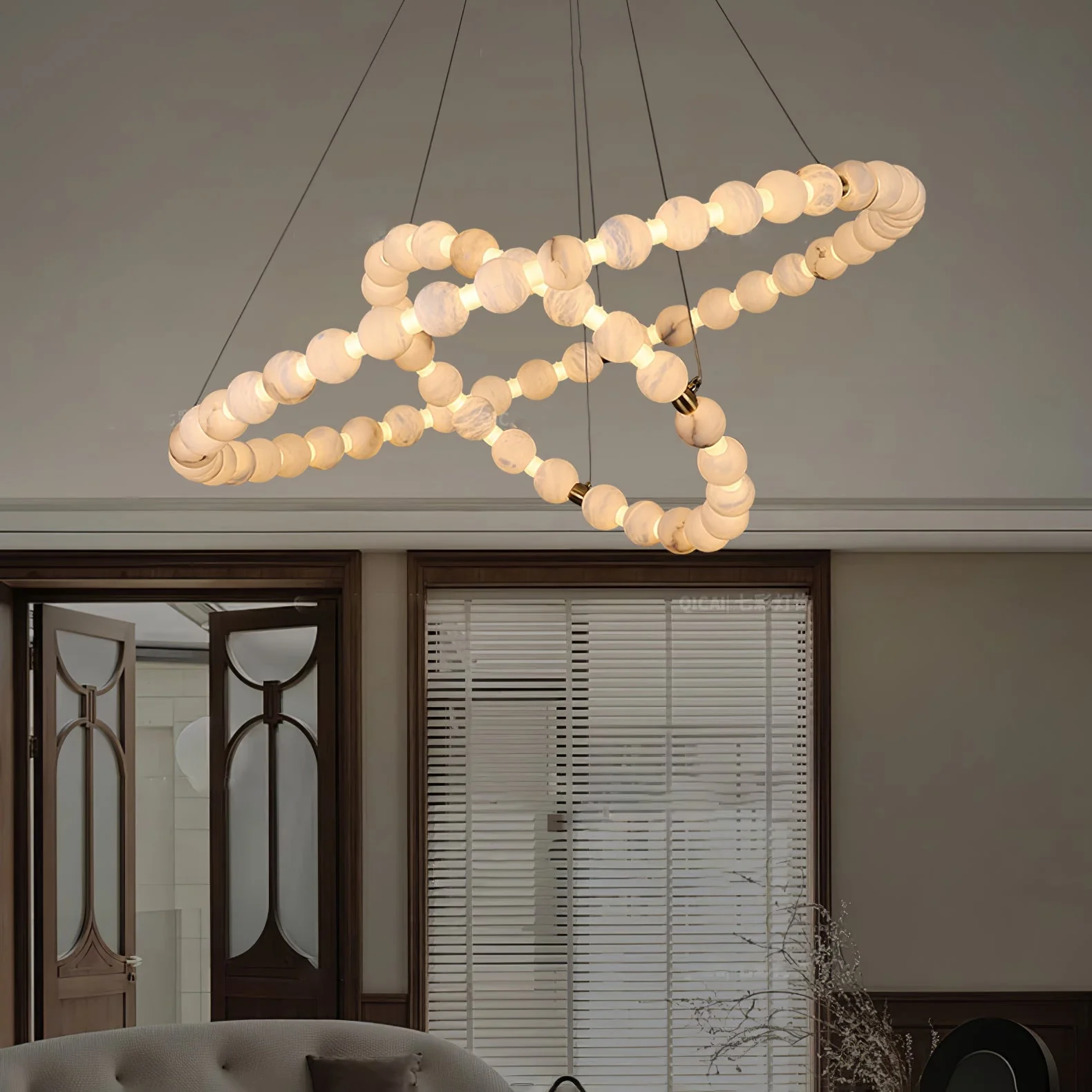 Alabaster Orb Ring Chandelier - Image 9