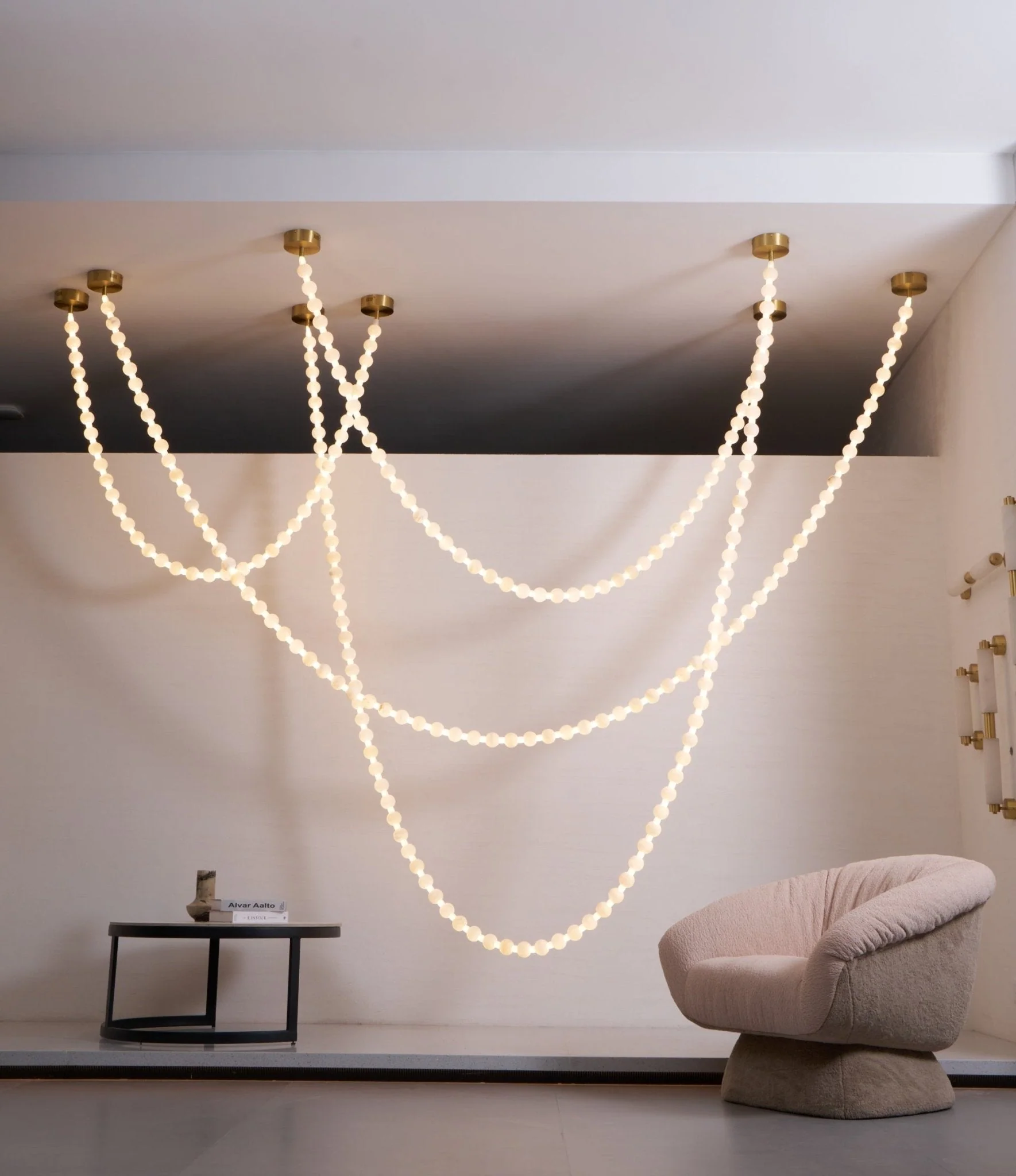 Alabaster Pearl Necklace Chandelier - Image 11
