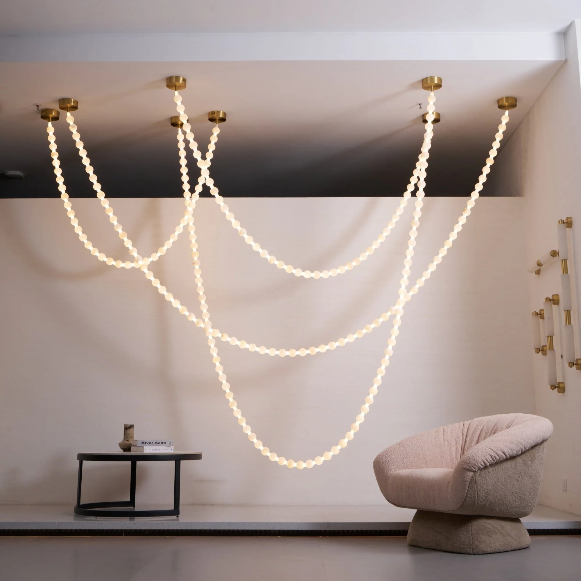 Alabaster Pearl Necklace Chandelier - Image 13