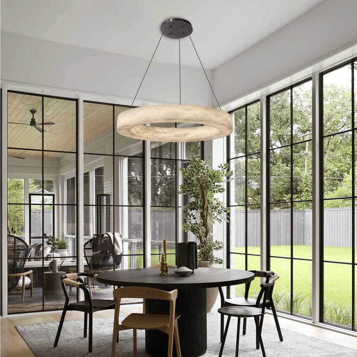 Glacera Alabaster Round Chandelier 19'' 27'' 36'' 60''D - Image 14