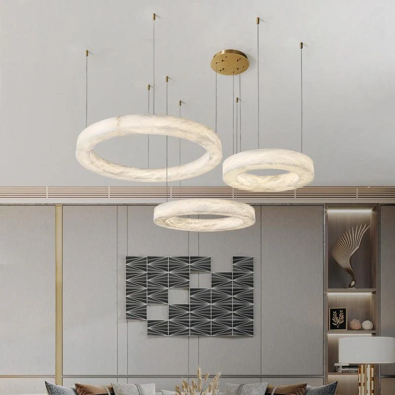 Glacera Alabaster Round Chandelier 19'' 27'' 36'' 60''D - Image 15