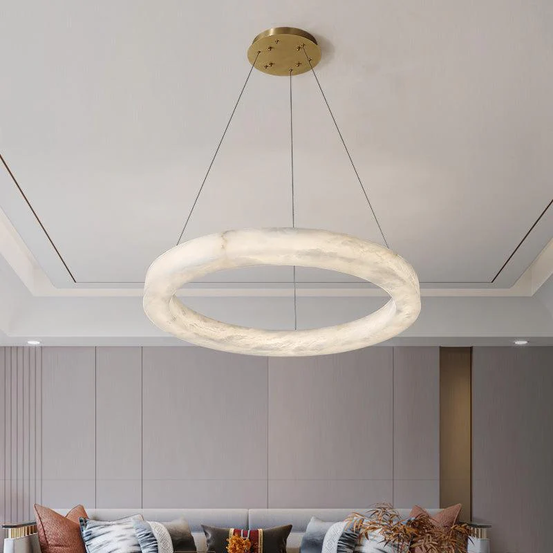 Glacera Alabaster Round Chandelier 19'' 27'' 36'' 60''D - Image 18
