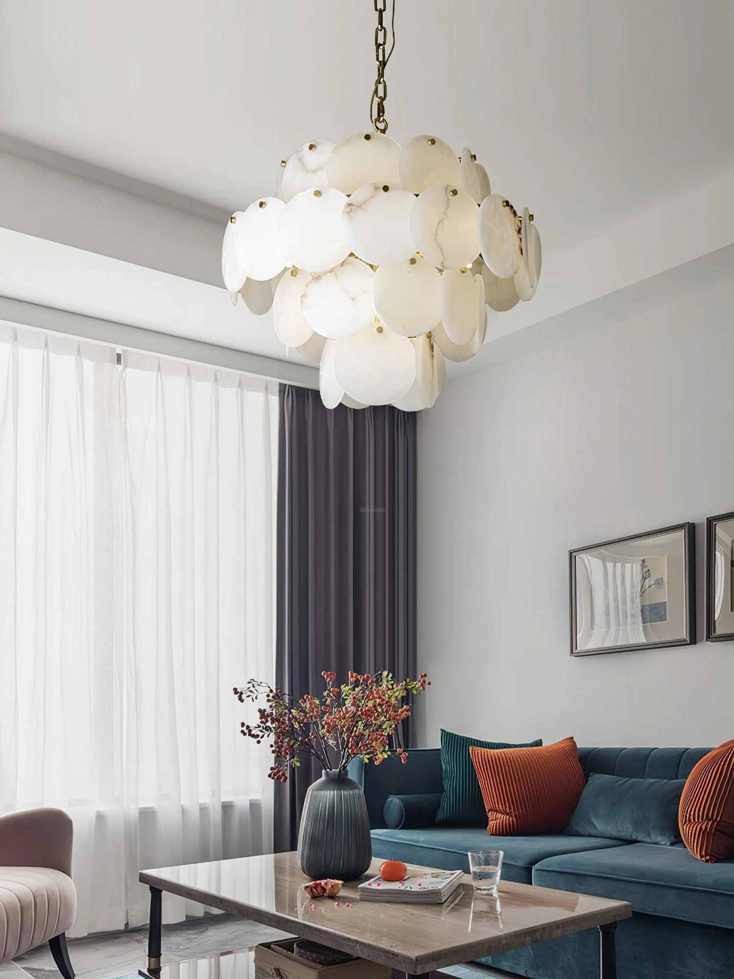 Alabaster Shell Brass Chandelier with 2/3/4/5/6 layer - Image 11