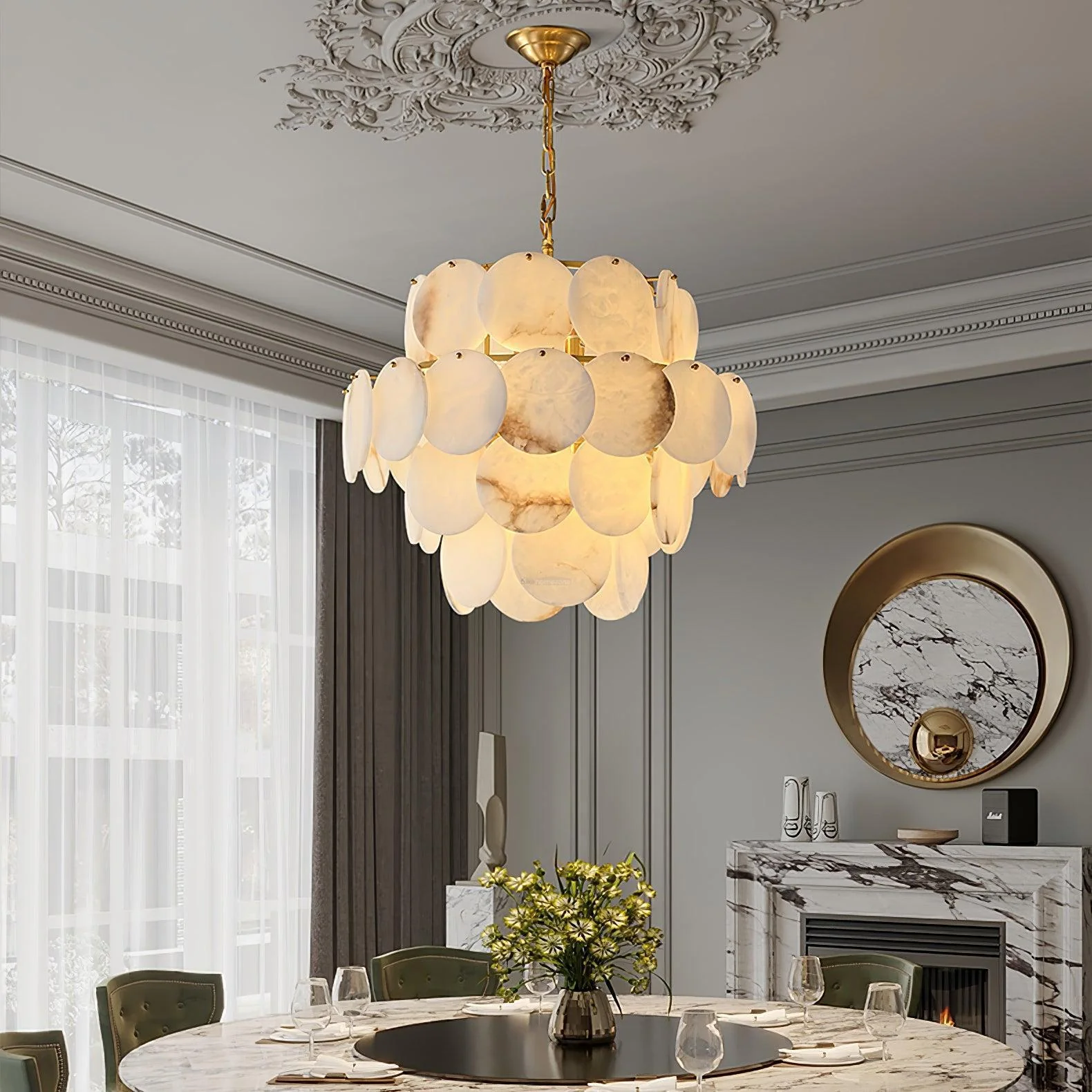 Alabaster Shell Brass Chandelier with 2/3/4/5/6 layer - Image 20