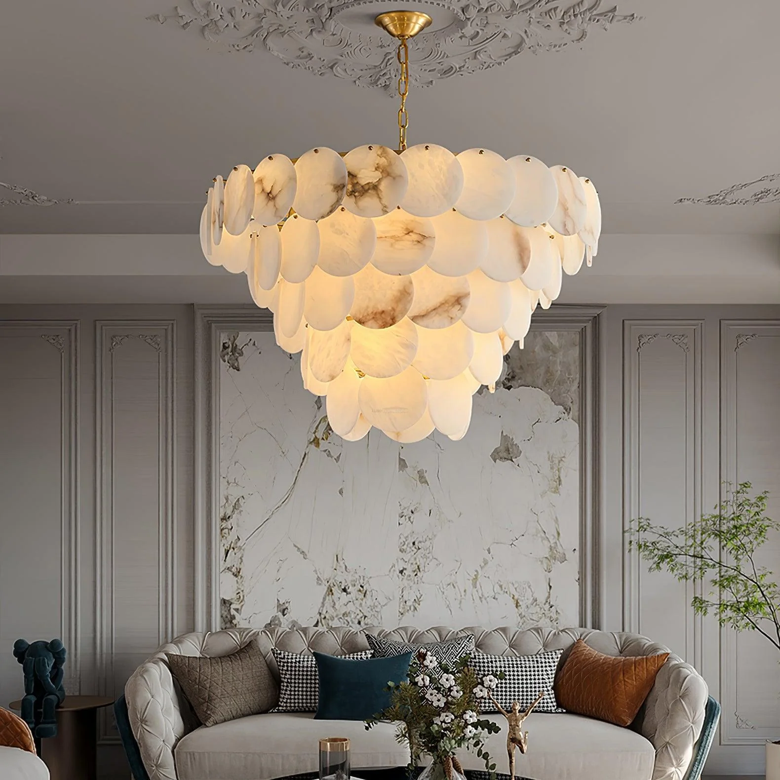 Alabaster Shell Brass Chandelier with 2/3/4/5/6 layer - Image 21