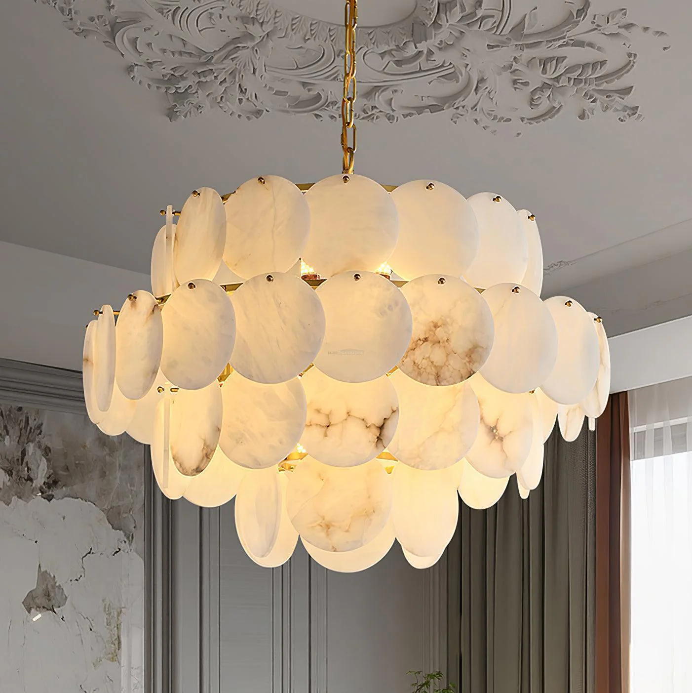 Alabaster Shell Brass Chandelier with 2/3/4/5/6 layer - Image 23