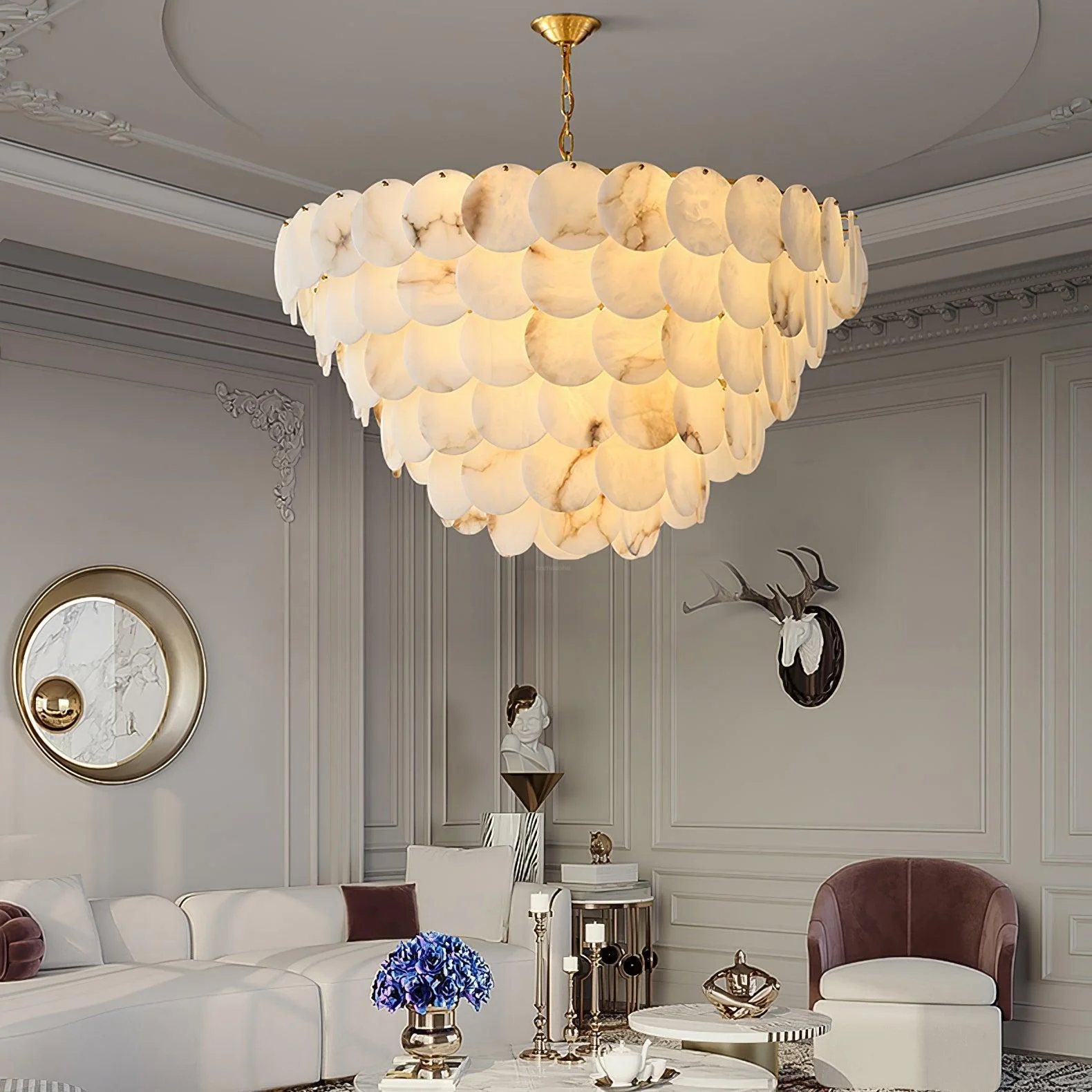 Alabaster Shell Brass Chandelier with 2/3/4/5/6 layer - Image 24